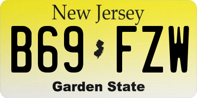 NJ license plate B69FZW