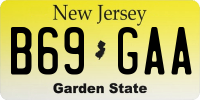NJ license plate B69GAA
