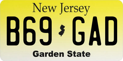 NJ license plate B69GAD