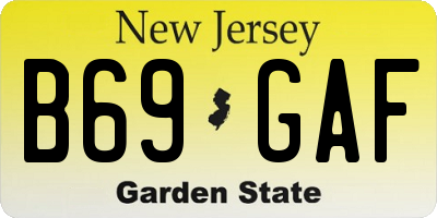 NJ license plate B69GAF