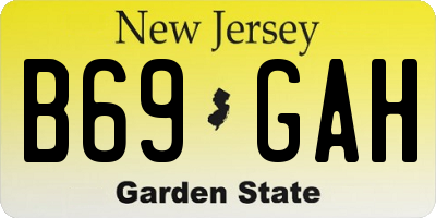 NJ license plate B69GAH