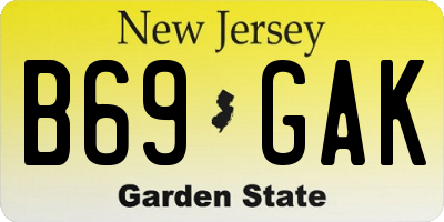NJ license plate B69GAK