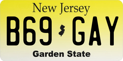 NJ license plate B69GAY