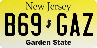 NJ license plate B69GAZ