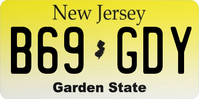 NJ license plate B69GDY