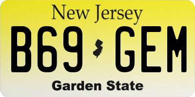 NJ license plate B69GEM