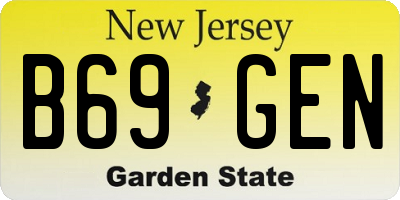 NJ license plate B69GEN