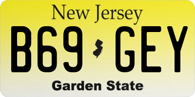 NJ license plate B69GEY