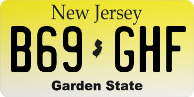 NJ license plate B69GHF