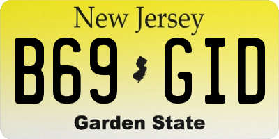 NJ license plate B69GID