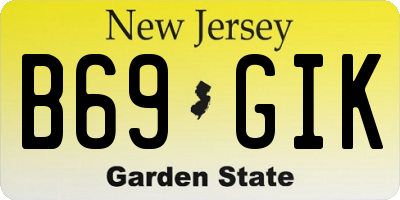 NJ license plate B69GIK
