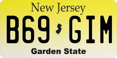 NJ license plate B69GIM