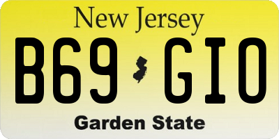 NJ license plate B69GIO