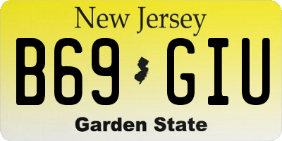 NJ license plate B69GIU