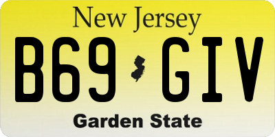 NJ license plate B69GIV