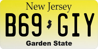 NJ license plate B69GIY