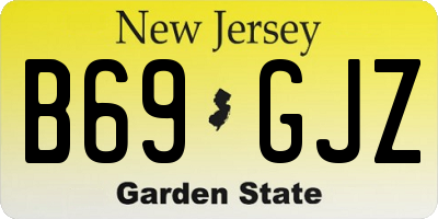 NJ license plate B69GJZ