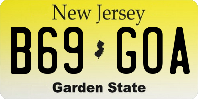 NJ license plate B69GOA