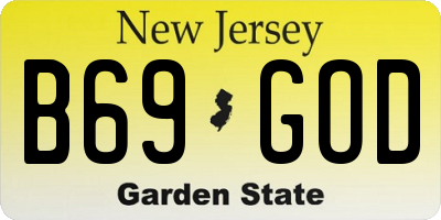 NJ license plate B69GOD