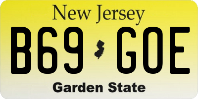 NJ license plate B69GOE