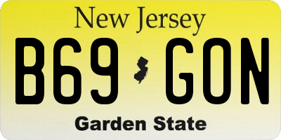 NJ license plate B69GON