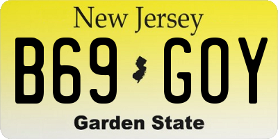 NJ license plate B69GOY
