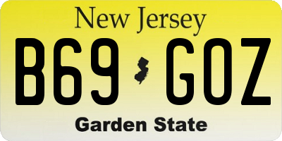 NJ license plate B69GOZ
