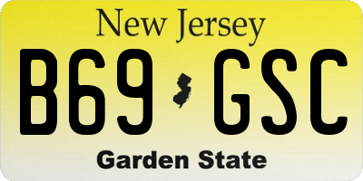 NJ license plate B69GSC
