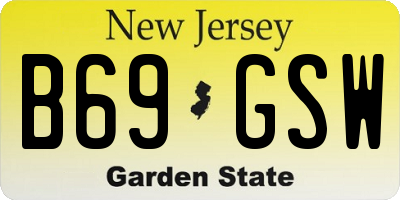 NJ license plate B69GSW