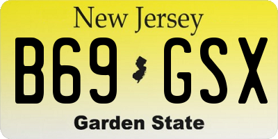 NJ license plate B69GSX