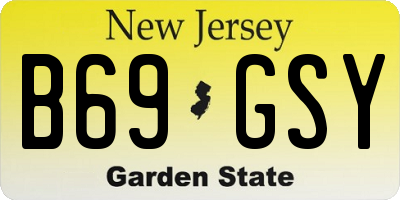NJ license plate B69GSY