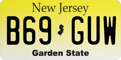 NJ license plate B69GUW
