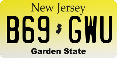 NJ license plate B69GWU