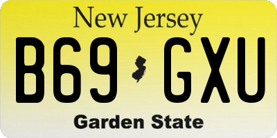 NJ license plate B69GXU