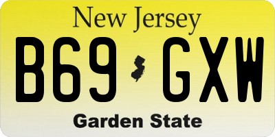 NJ license plate B69GXW