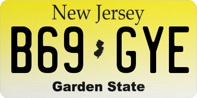 NJ license plate B69GYE