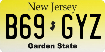 NJ license plate B69GYZ