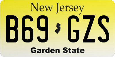 NJ license plate B69GZS