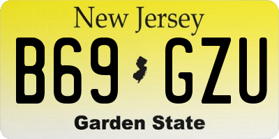 NJ license plate B69GZU
