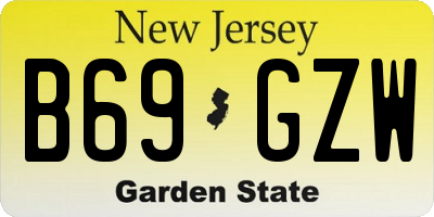 NJ license plate B69GZW