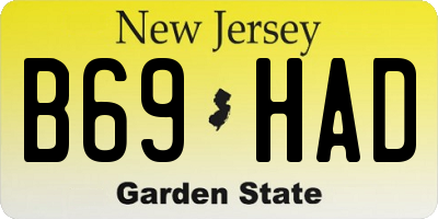 NJ license plate B69HAD