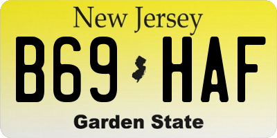 NJ license plate B69HAF