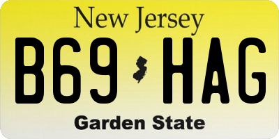 NJ license plate B69HAG