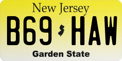 NJ license plate B69HAW