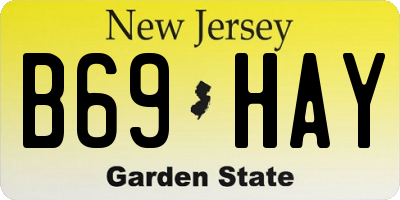 NJ license plate B69HAY