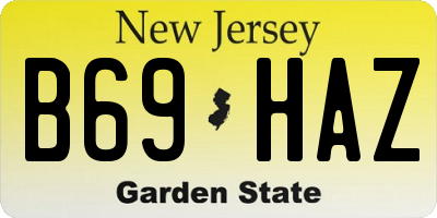 NJ license plate B69HAZ