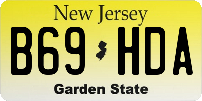 NJ license plate B69HDA