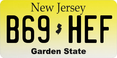 NJ license plate B69HEF