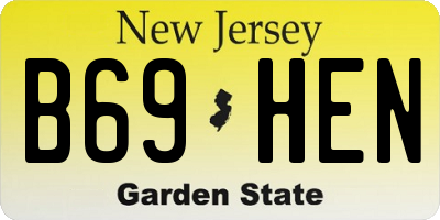 NJ license plate B69HEN