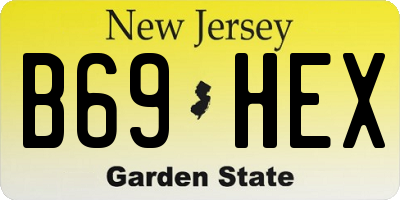 NJ license plate B69HEX